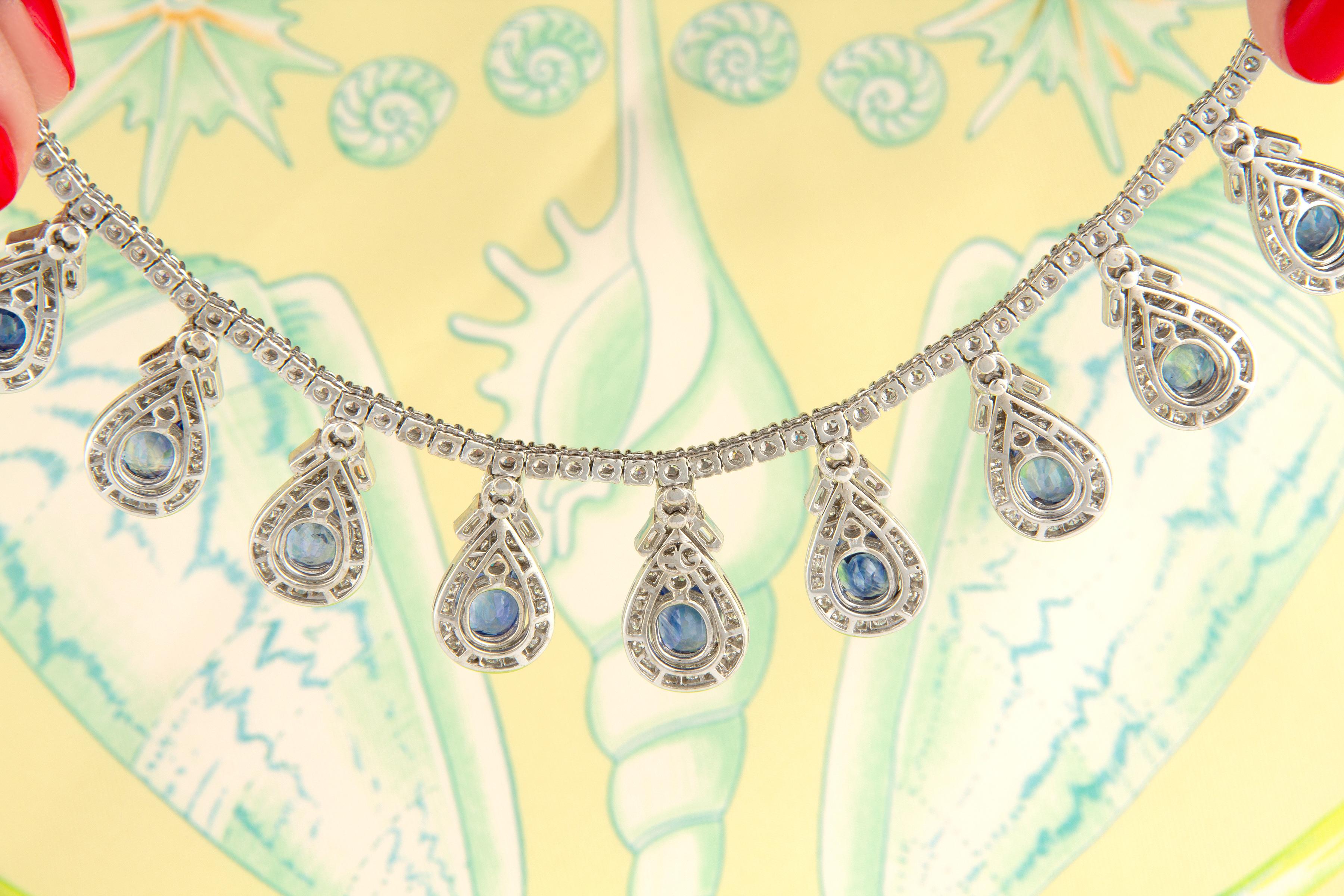 Saphir bleu Diamant Riviera Collier Design/One par Ella Gafter Neuf - En vente à New York, NY