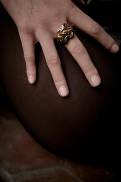 Blue Sapphire Diamond Ruby Snake Ring Black Enamel 14k Gold Plated Silver