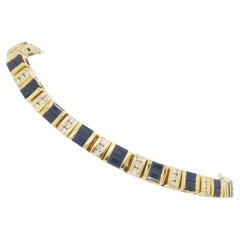 Blue Sapphire 
Diamond Tennis Bracelet made in 14k Yellow Gold