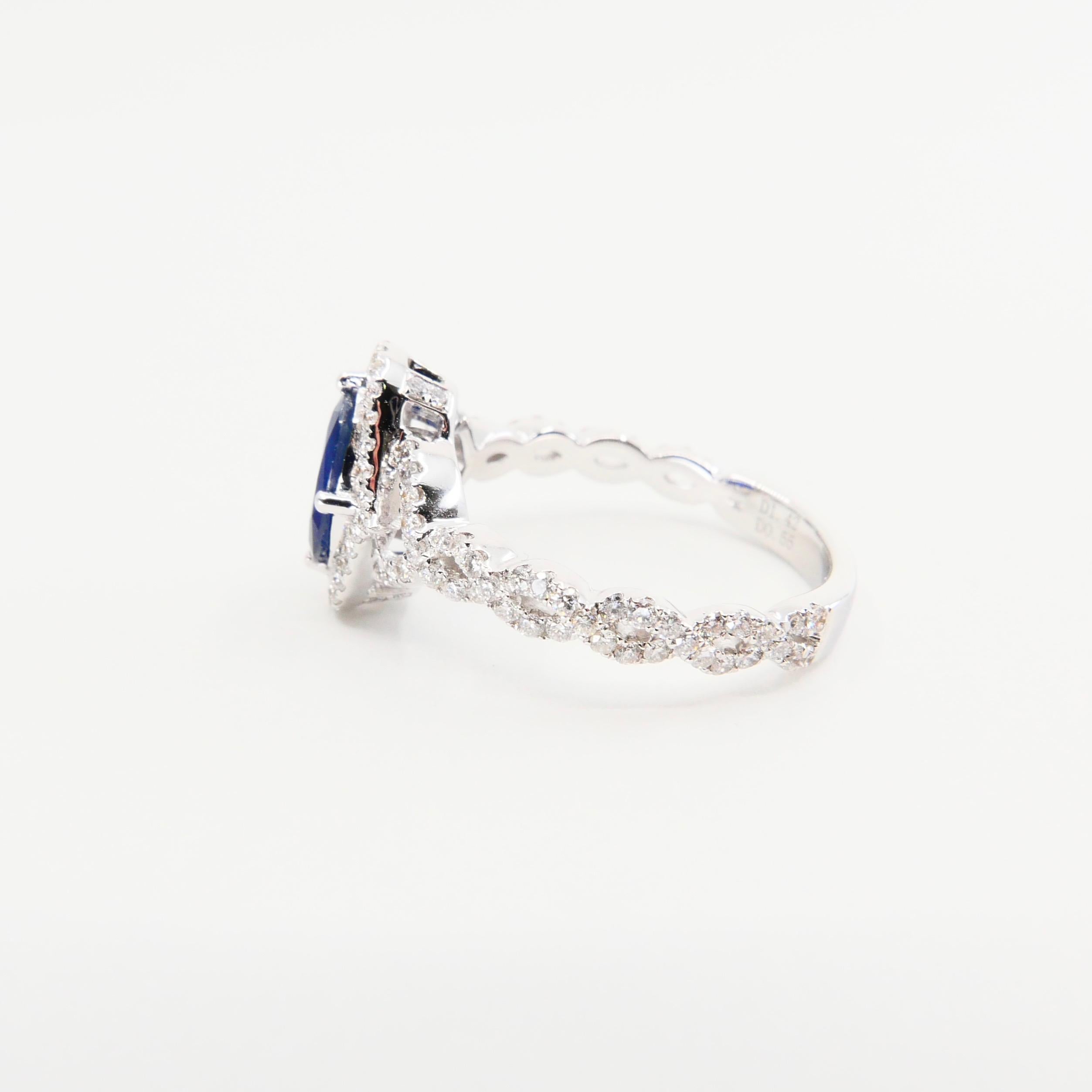 Blue Sapphire and Diamond Twist Ring, 18 Karat White Gold 2