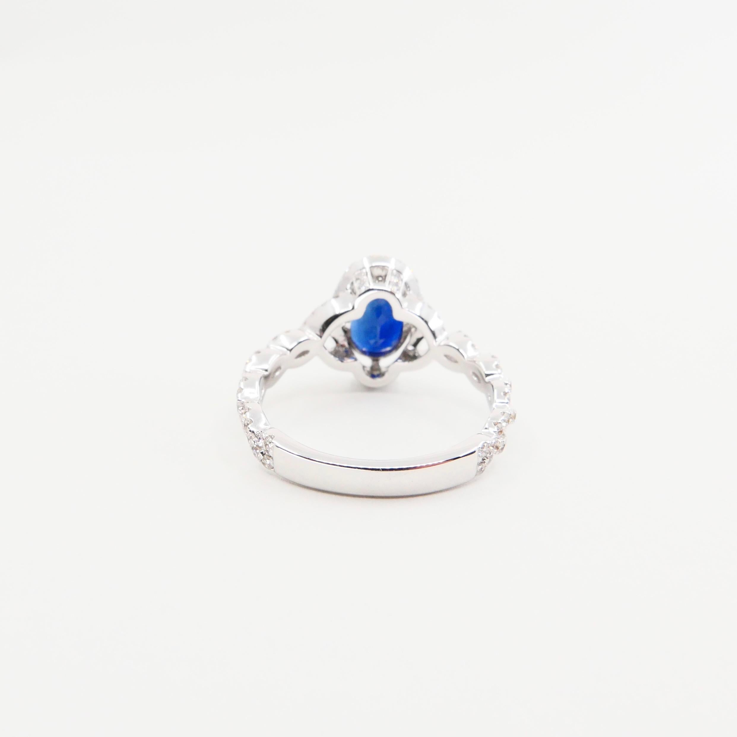 Blue Sapphire and Diamond Twist Ring, 18 Karat White Gold 3
