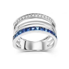 Blue Sapphire Diamond White Gold Exclusive 18K Ring for Her