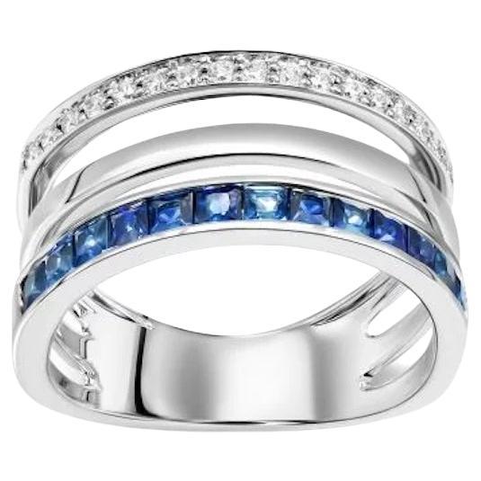 Blue Sapphire Diamond White Gold Exclusive 18K Ring for Her