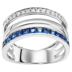 Blue Sapphire Diamond White Gold Exclusive 18K Ring for Her
