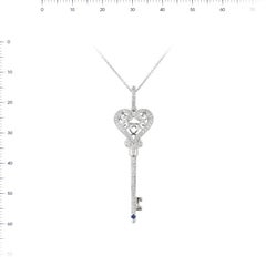 Blue Sapphire Diamond White Gold Necklace