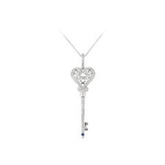 Blue Sapphire Diamond White Gold Necklace