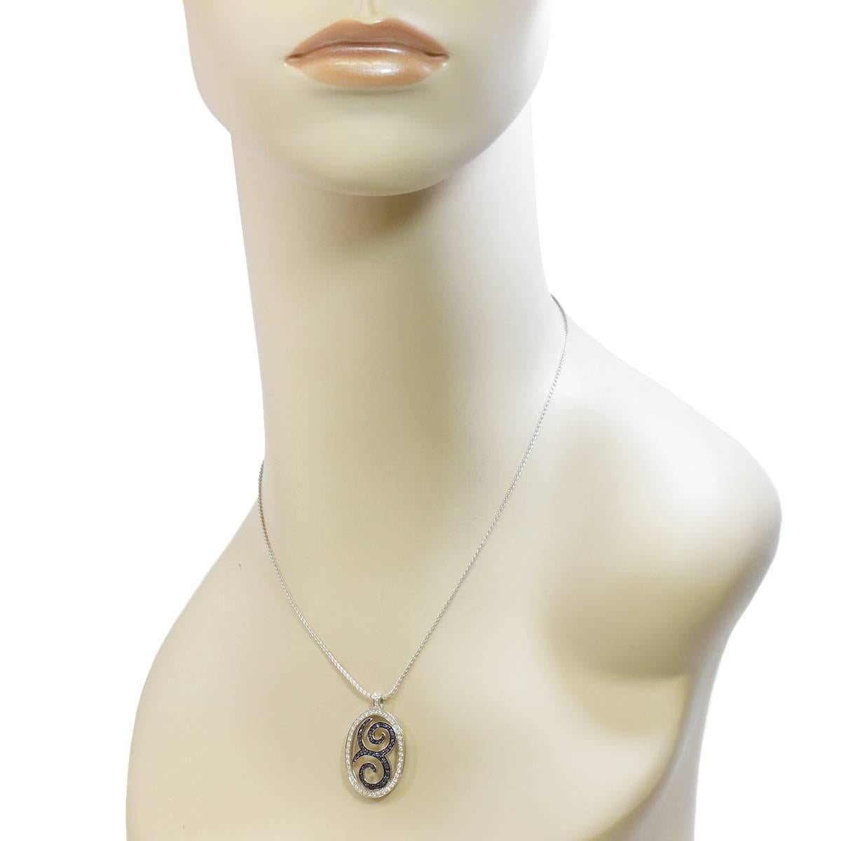 Women's Blue Sapphire Diamond White Gold Pendant Necklace