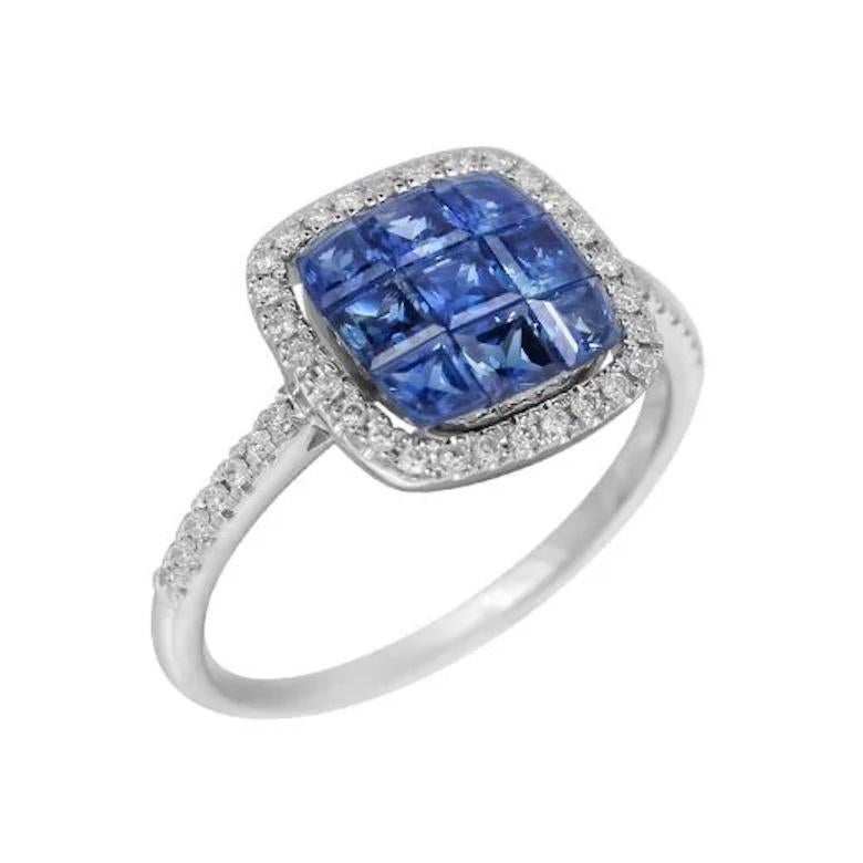 Blue Sapphire Diamond White Gold Ring for Her