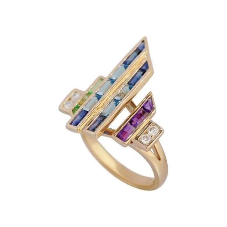 Anello esclusivo con zaffiro blu e diamante in oro giallo In condizioni Nuovo in vendita a Genève, GE