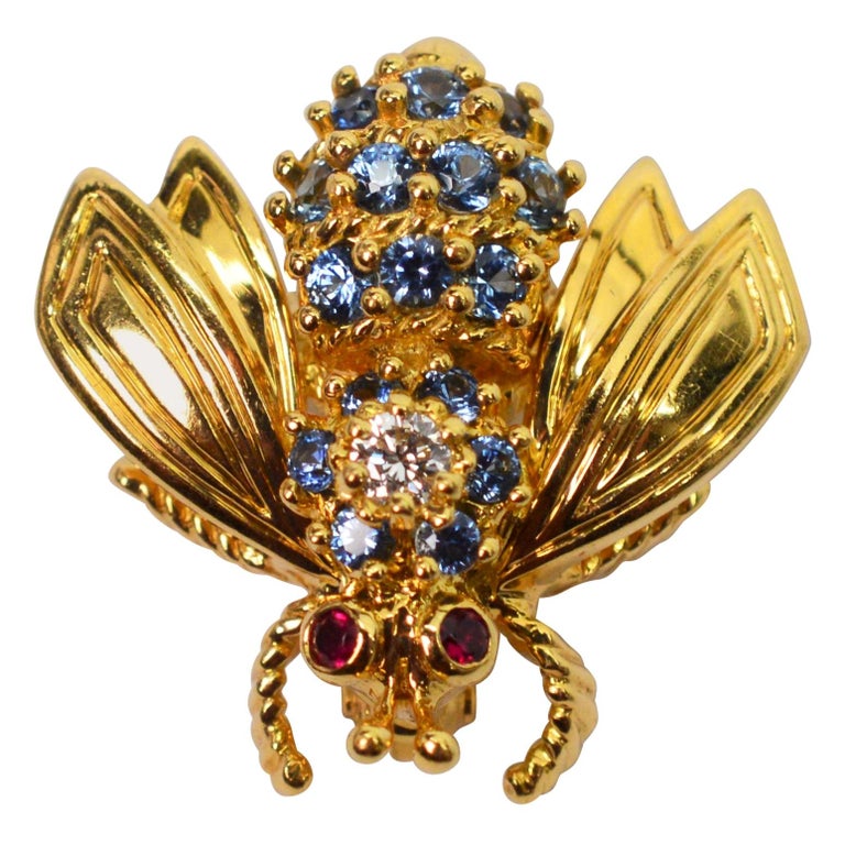 Blue Sapphire Diamond Yellow Gold Tiffany and Co. Bee Pin Brooch at 1stDibs  | tiffany bee brooch, tiffany bee pin, pin brooches