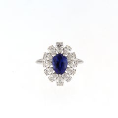 Blue Sapphire Diamonds 18 Karat Gold Flower Ring
