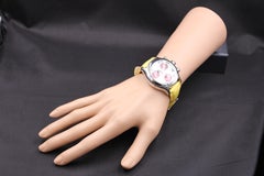Blue Sapphire & Diamonds Pave Dial Luxury Swiss Quartz Exotic Leather Band Watch