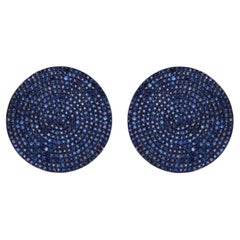 Boucles d'oreilles disque en or 14kt avec saphir bleu