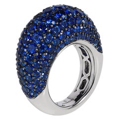 Kuppelring mit blauem blauem Saphir aus 18 Karat Weißgold Andreoli