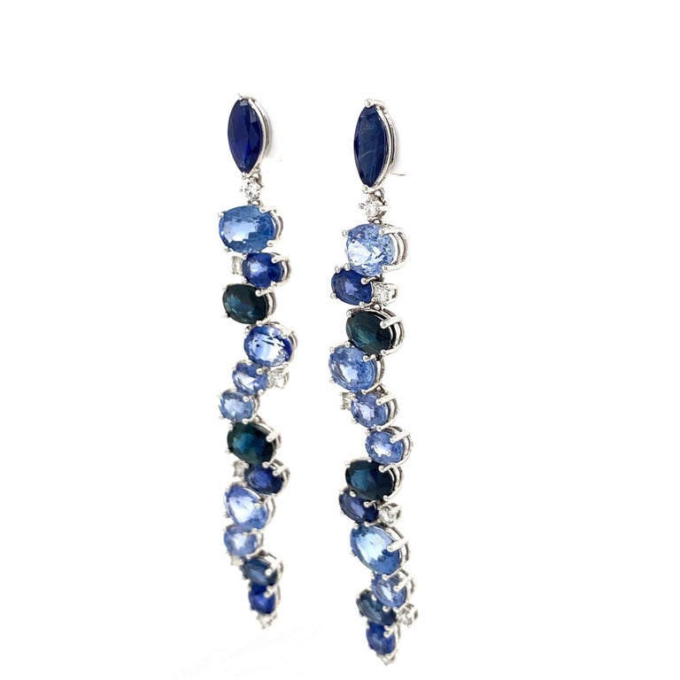 Blue sapphire drop earrings clearance