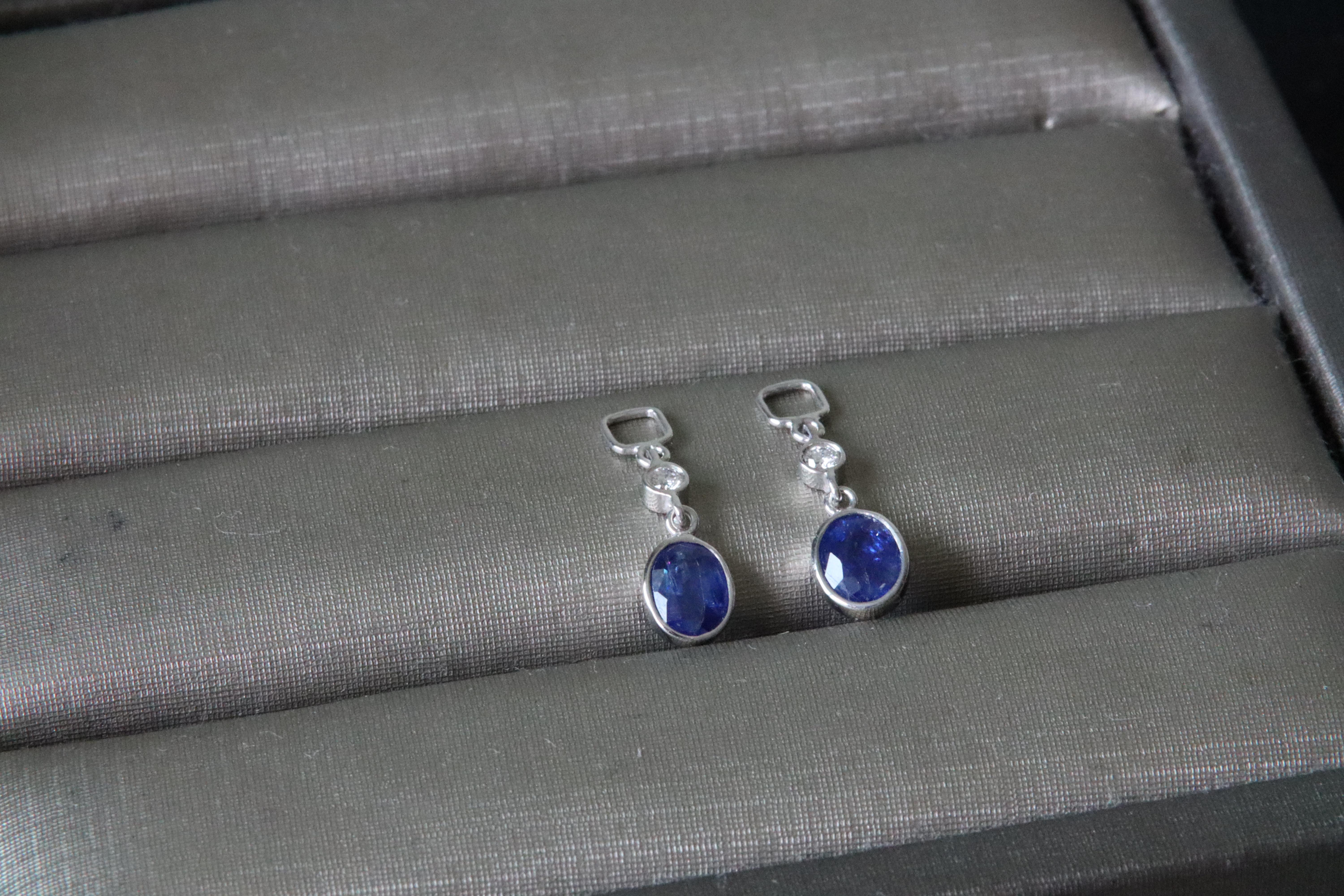 Oval Cut Blue Sapphire Earring Enhancer For Sale
