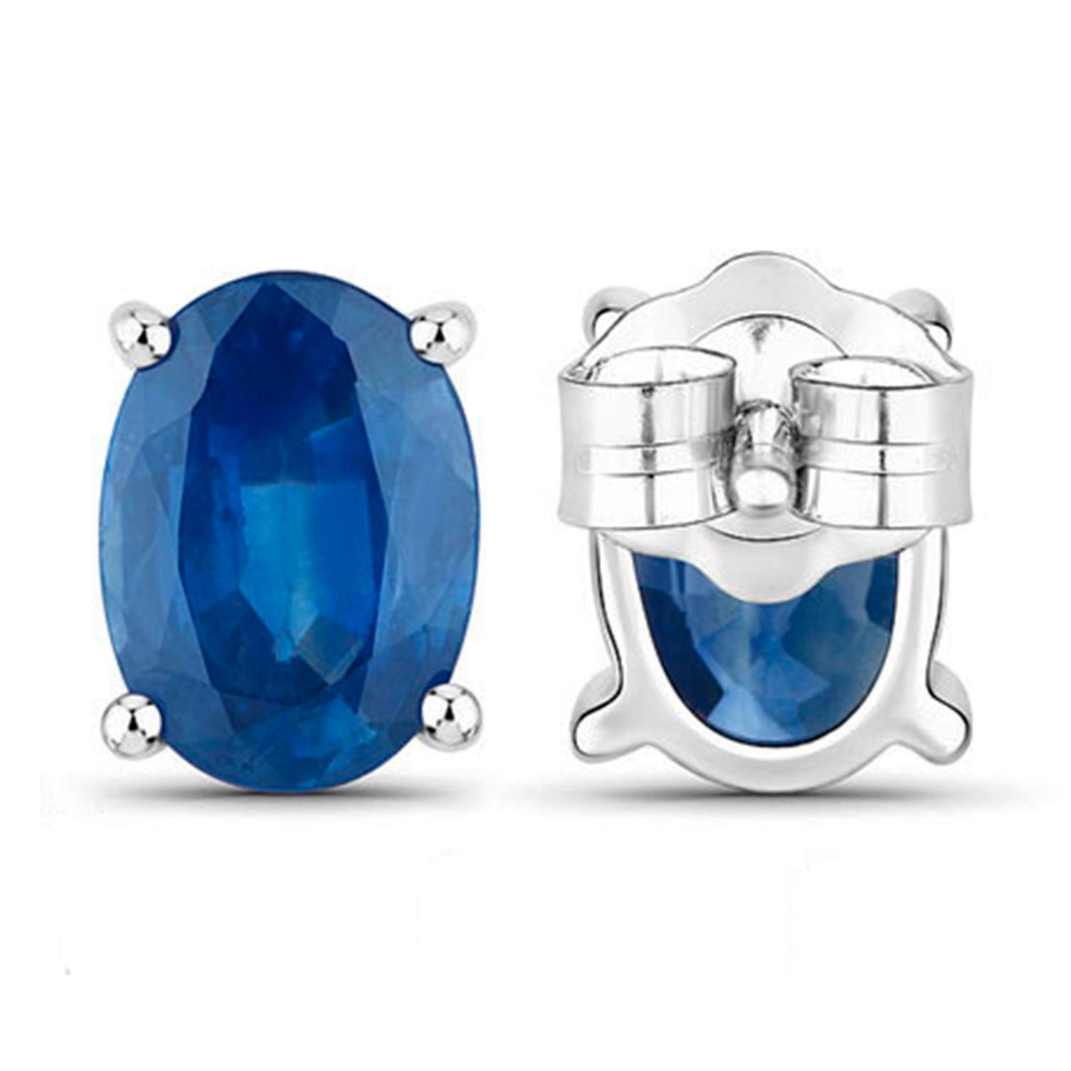 Orecchini con zaffiro blu 1,88 carati in oro bianco 14K In condizioni ottime in vendita a Punta Gorda, FL