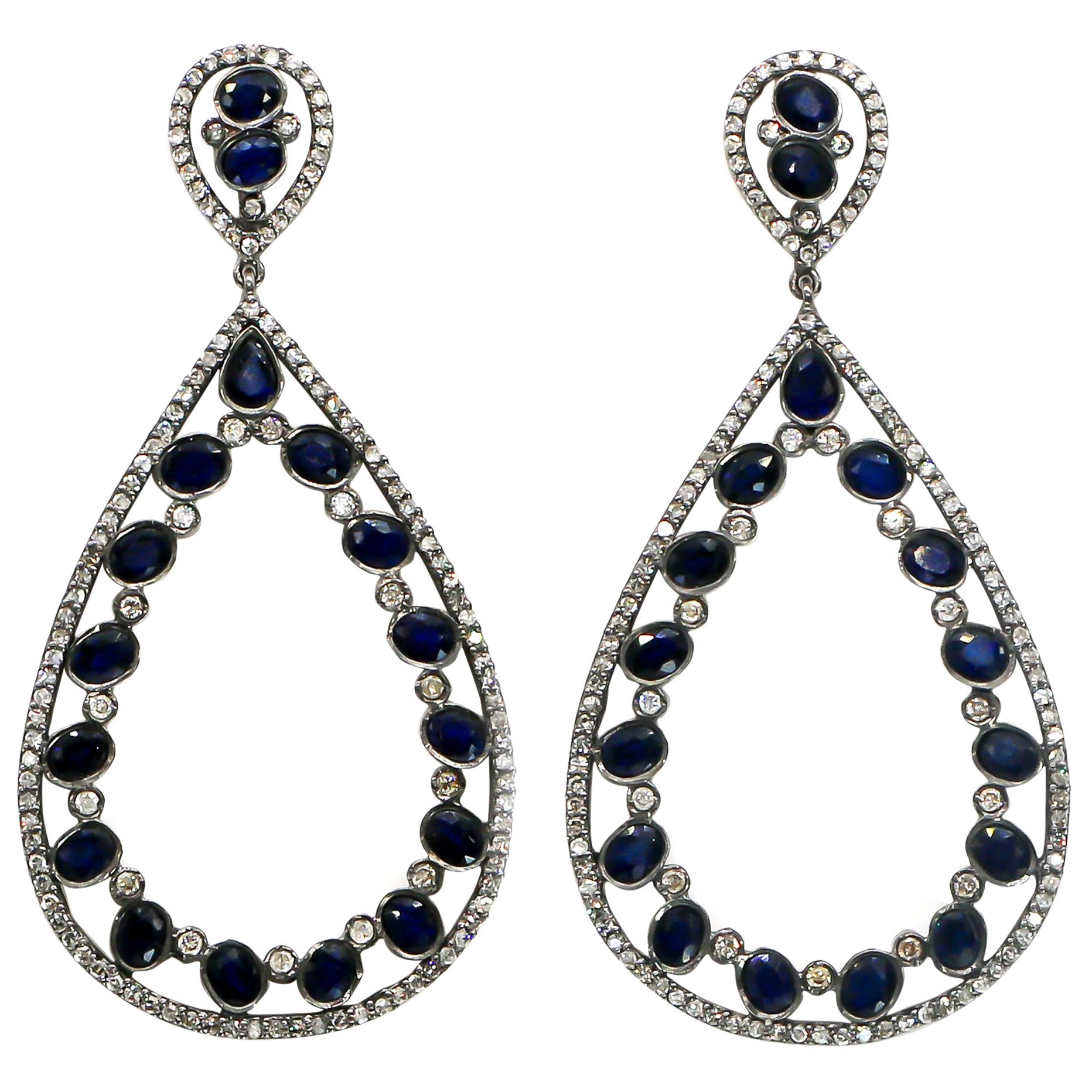 Blue Sapphire Earrings 8.5 Carat with Diamonds 2.1 Carat