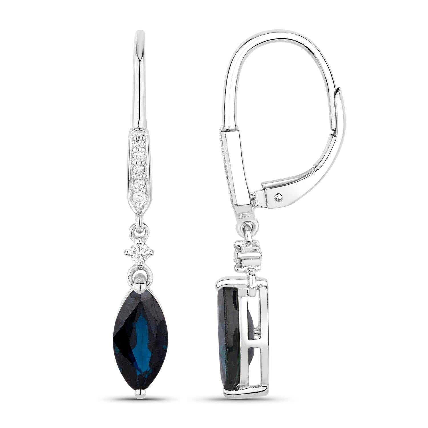 Contemporaneo Orecchini con zaffiro blu Diamanti 2,7 carati Oro bianco 14K in vendita