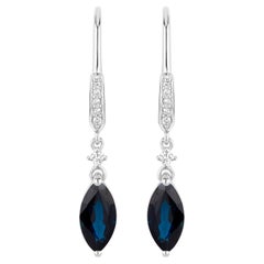 Orecchini con zaffiro blu Diamanti 2,7 carati Oro bianco 14K