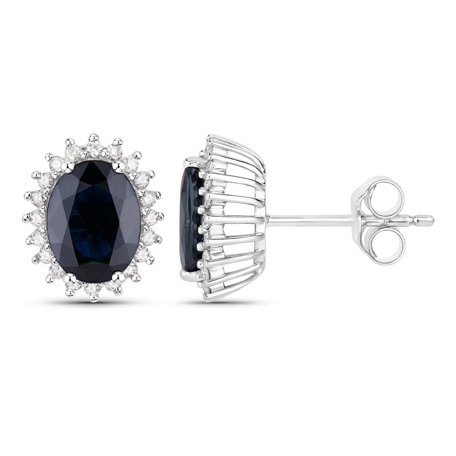Contemporaneo Orecchini con zaffiro blu Diamanti 3,3 carati Oro bianco 14K in vendita