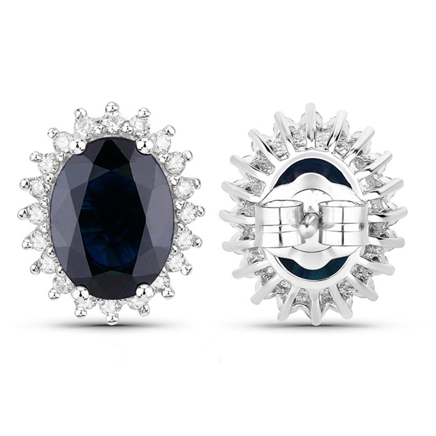 Orecchini con zaffiro blu Diamanti 3,3 carati Oro bianco 14K In condizioni ottime in vendita a Punta Gorda, FL