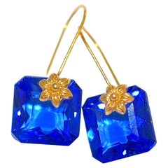 Blue Sapphire Earrings in 18K Solid Yellow Gold