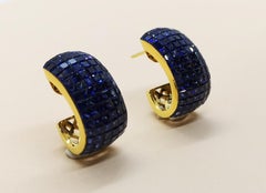 Blue Sapphire Earrings Set in 18 Karat Gold Settings