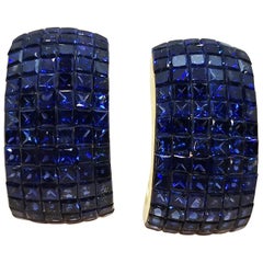Blue Sapphire Earrings Set in 18 Karat Gold Settings