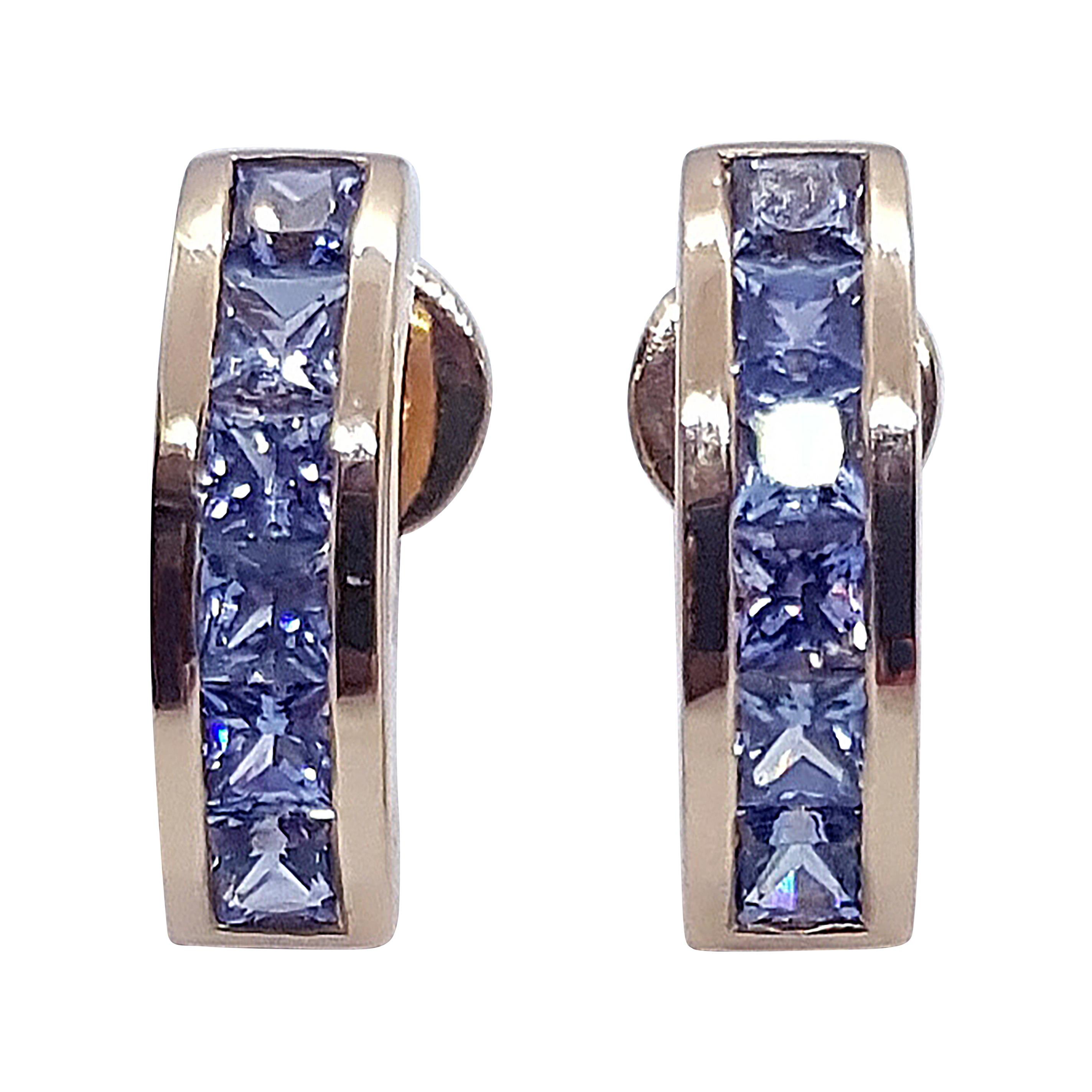 Blue Sapphire Earrings Set in 18 Karat Rose Gold Settings