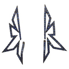 Blue Sapphire Earrings Set in 18 Karat White Gold by Kavant & Sharart