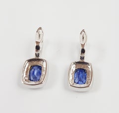Blue Sapphire Earrings Set in 18 Karat White Gold Settings