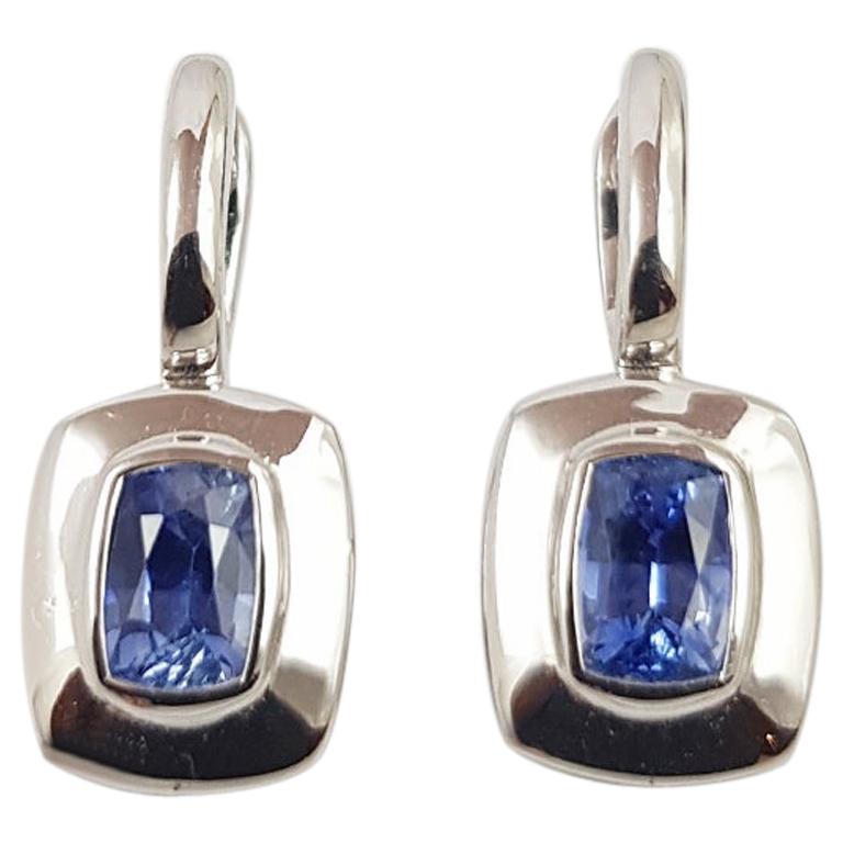 Blue Sapphire Earrings Set in 18 Karat White Gold Settings