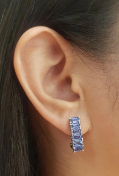 Blue Sapphire Earrings set in 18K White Gold Settings