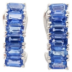 Blue Sapphire Earrings set in 18K White Gold Settings