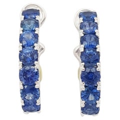 Blue Sapphire Earrings set in 18k White Gold Settings