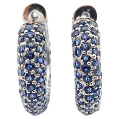 Blue Sapphire Earrings set in Silver Settings