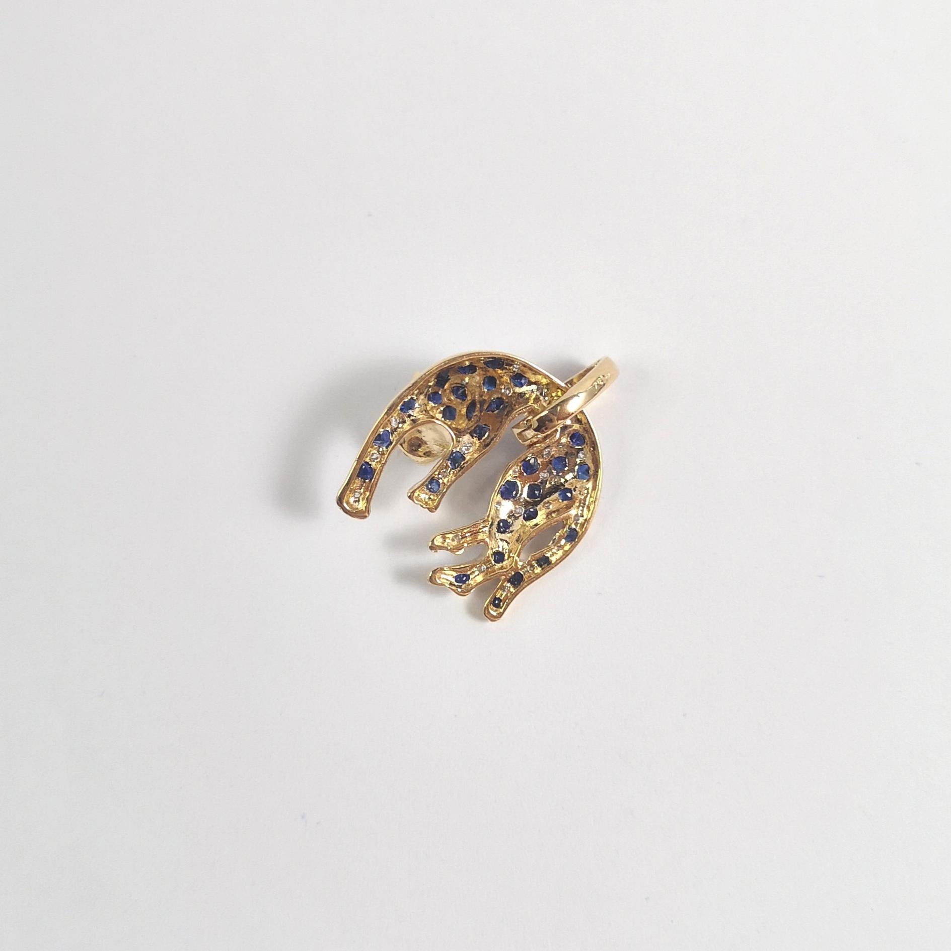 Anhänger mit blauem Saphir, Smaragd und Diamant in 18 Karat Goldfassungen gefasst im Angebot 2