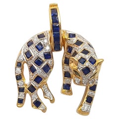 Pendentif en or 18 carats serti de saphirs bleus, d'émeraudes et de diamants