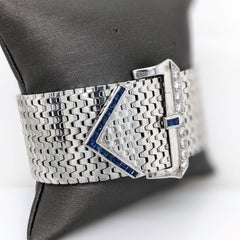 Bracciale Estate con zaffiro blu e diamanti estratti dalla terra in oro bianco massiccio 18 carati
