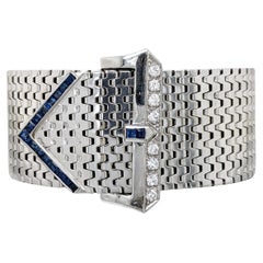 Bracciale Estate con zaffiro blu e diamanti estratti dalla terra in oro bianco massiccio 18 carati