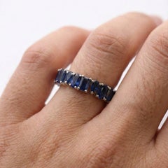 6.23ct Blue Sapphire 14K White Gold Eternity Band Ring