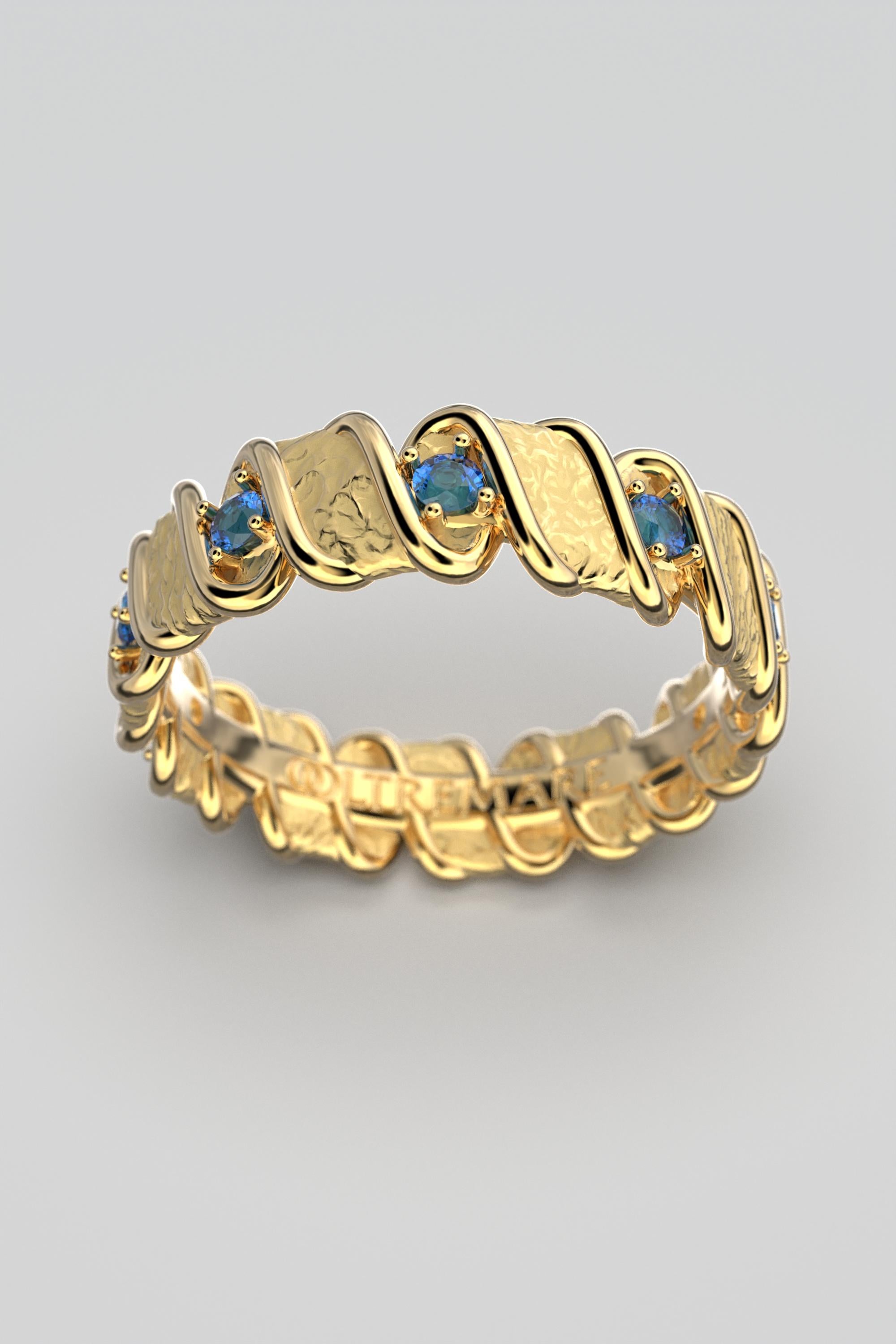 For Sale:  Blue Sapphire Eternity 18k Gold Band Made in Italy by Oltremare Gioielli 8