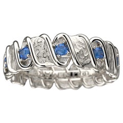 Blue Sapphire Eternity 18k Gold Band Made in Italy by Oltremare Gioielli