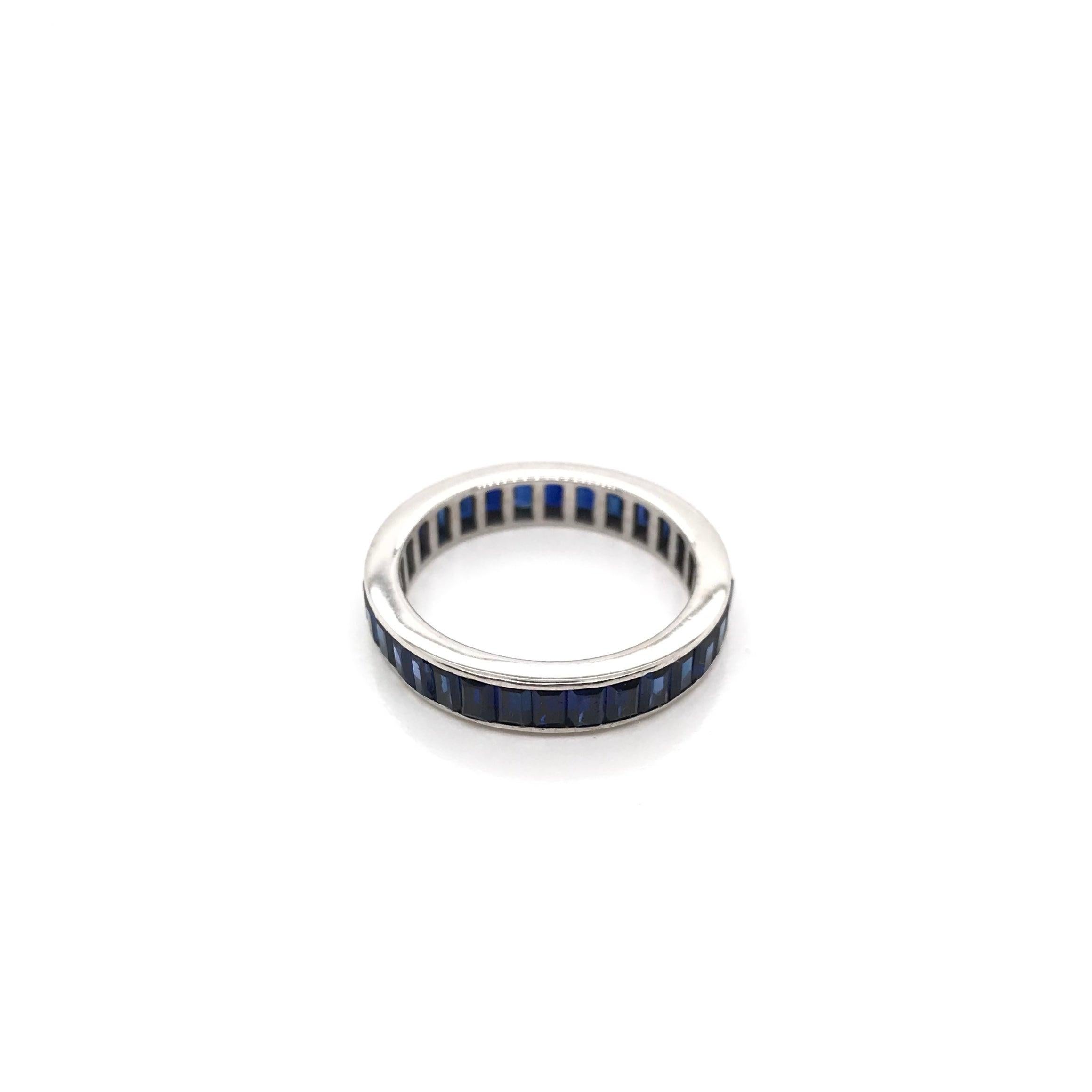 Contemporary Blue Sapphire Eternity Band For Sale