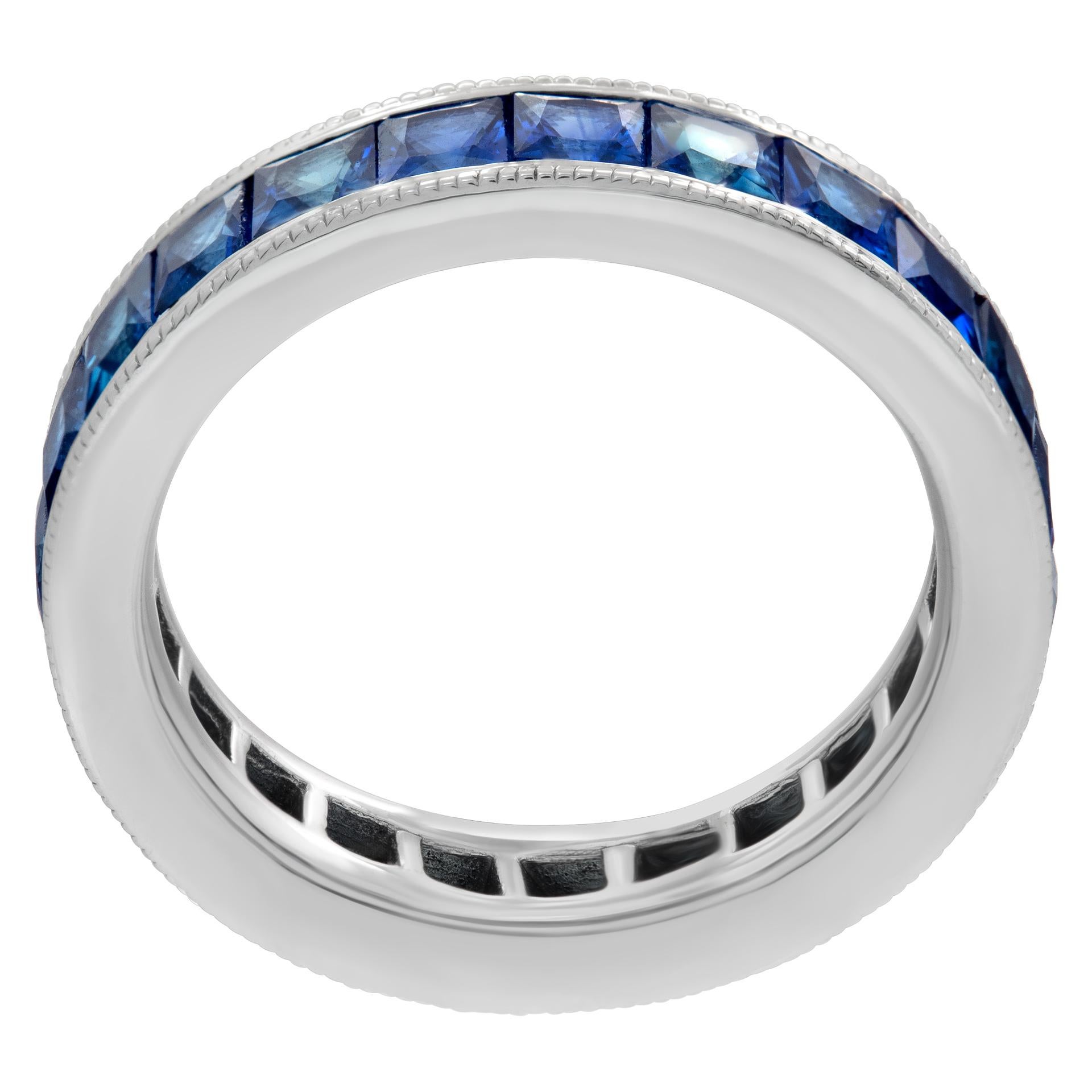 blue sapphire eternity band white gold