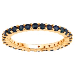 Blue Sapphire Eternity Band Ring 1.38 Carats 14K Yellow Gold