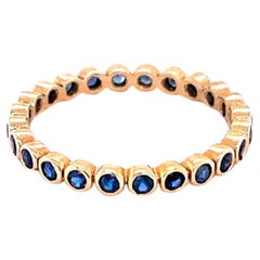 Blue Sapphire Eternity Band Ring 1.48 Carats 14K Yellow Gold