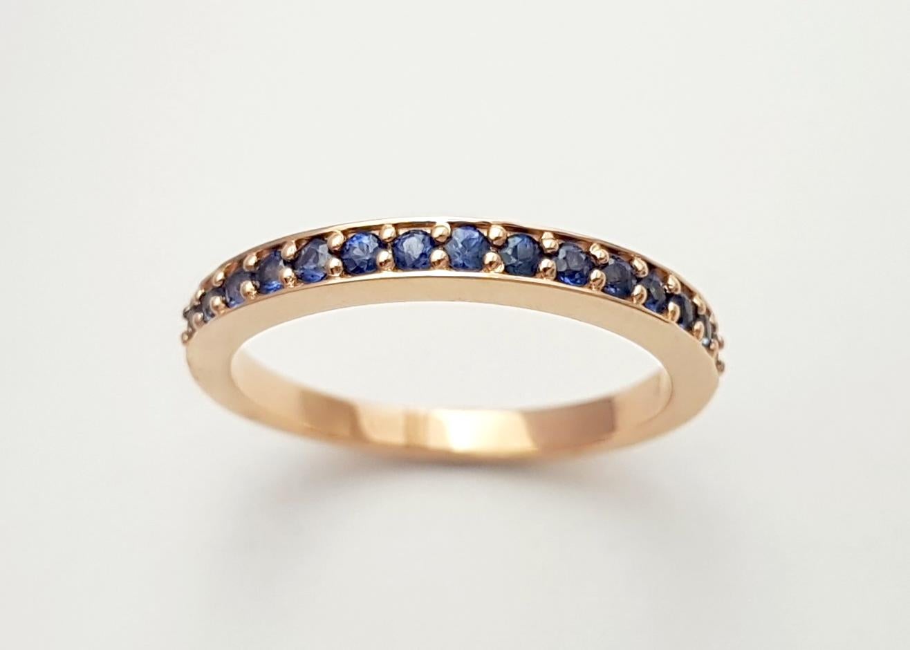 Blue Sapphire Eternity Band Ring set in 18K Rose Gold Settings For Sale 6
