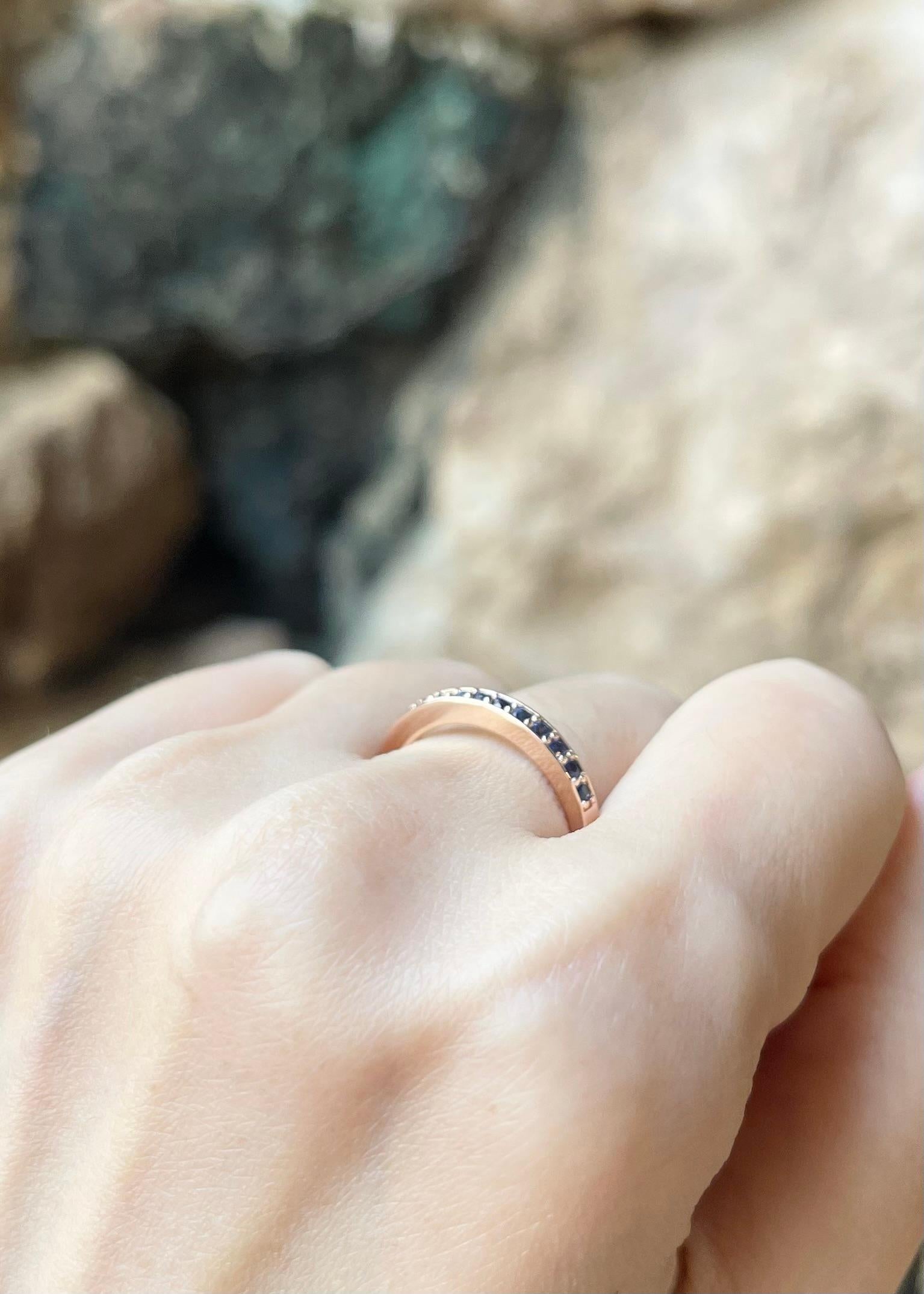 Women's Blue Sapphire Eternity Band Ring set in 18K Rose Gold Settings For Sale